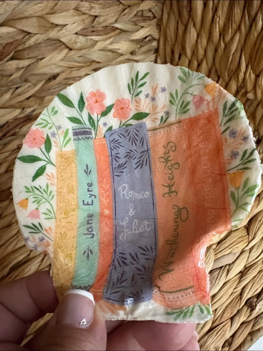 Floral Bookstack Shell Trinket Dish - Coral, Lavender, Mint